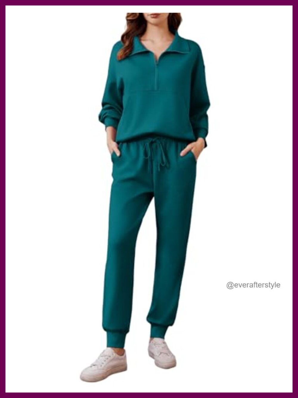 Women's 2 Piece Tracksuit Set Long Sleeve Half Zip Joggers Sweatsuit